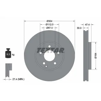 Jeu de 2 disques de frein avant TEXTAR 92152105