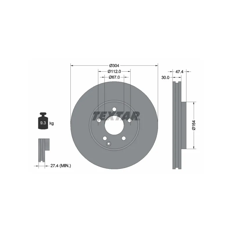 Jeu de 2 disques de frein avant TEXTAR 92152105