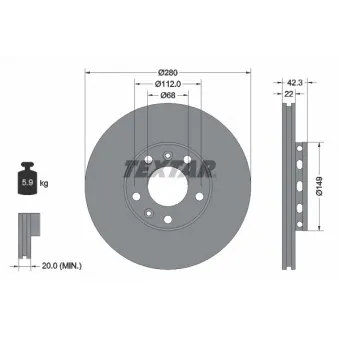 Jeu de 2 disques de frein arrière TEXTAR 92152200