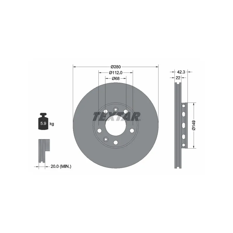 Jeu de 2 disques de frein arrière TEXTAR 92152200