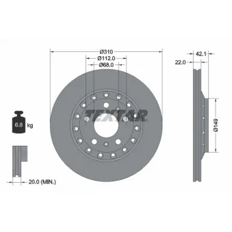 Jeu de 2 disques de frein arrière TEXTAR 92152303