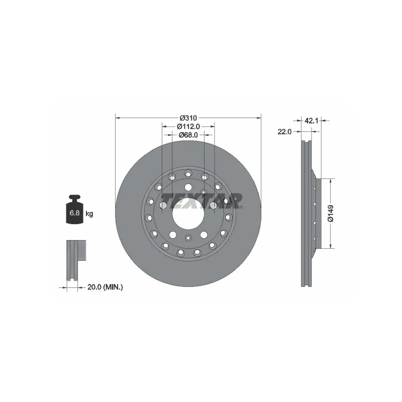 Jeu de 2 disques de frein arrière TEXTAR 92152303
