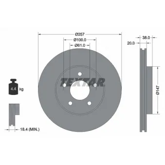 Jeu de 2 disques de frein avant TEXTAR 92152403