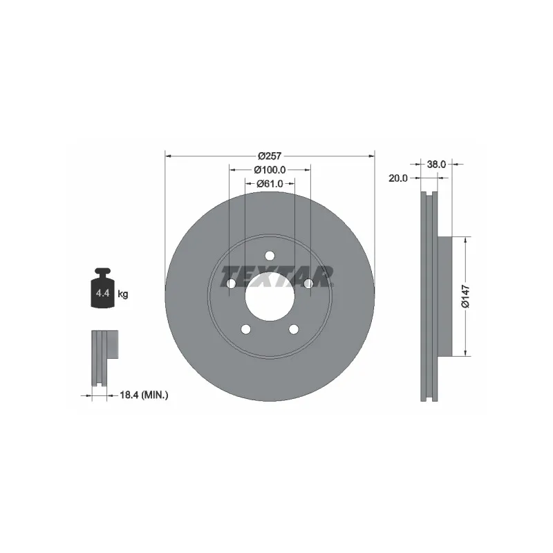 Jeu de 2 disques de frein avant TEXTAR 92152403