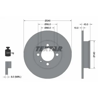 Jeu de 2 disques de frein arrière TEXTAR 92152500