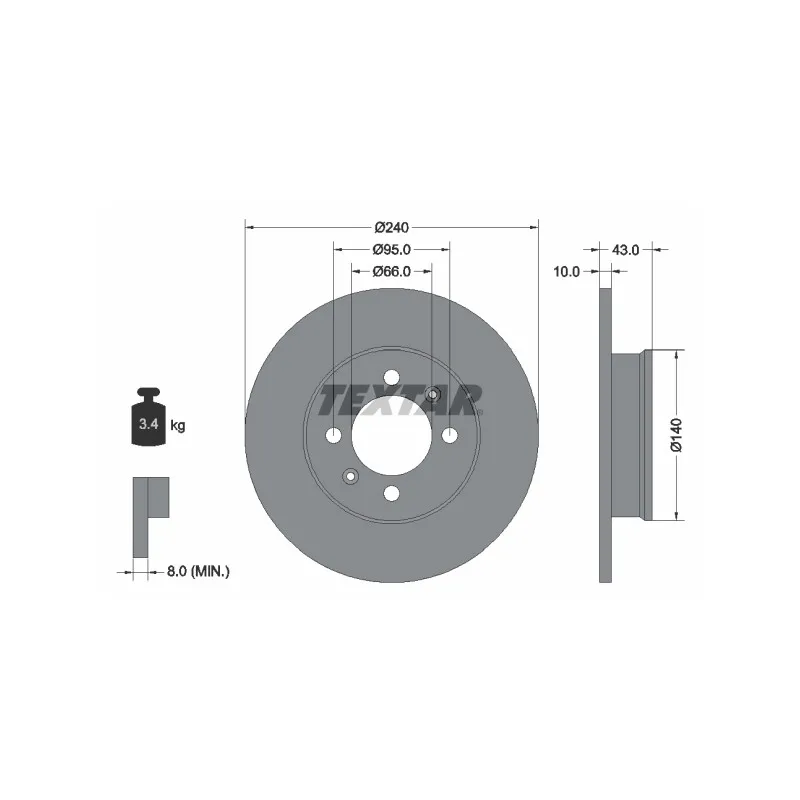 Jeu de 2 disques de frein arrière TEXTAR 92152500