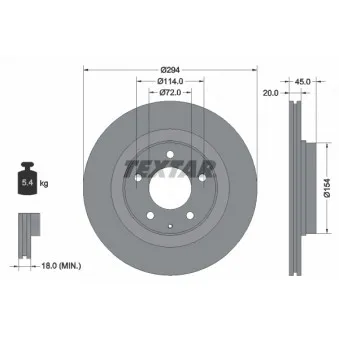 Jeu de 2 disques de frein arrière TEXTAR 92152800