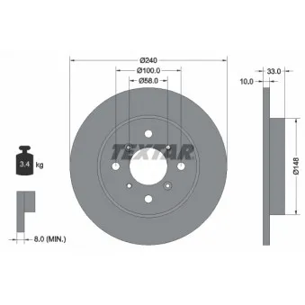 Jeu de 2 disques de frein arrière TEXTAR 92153300