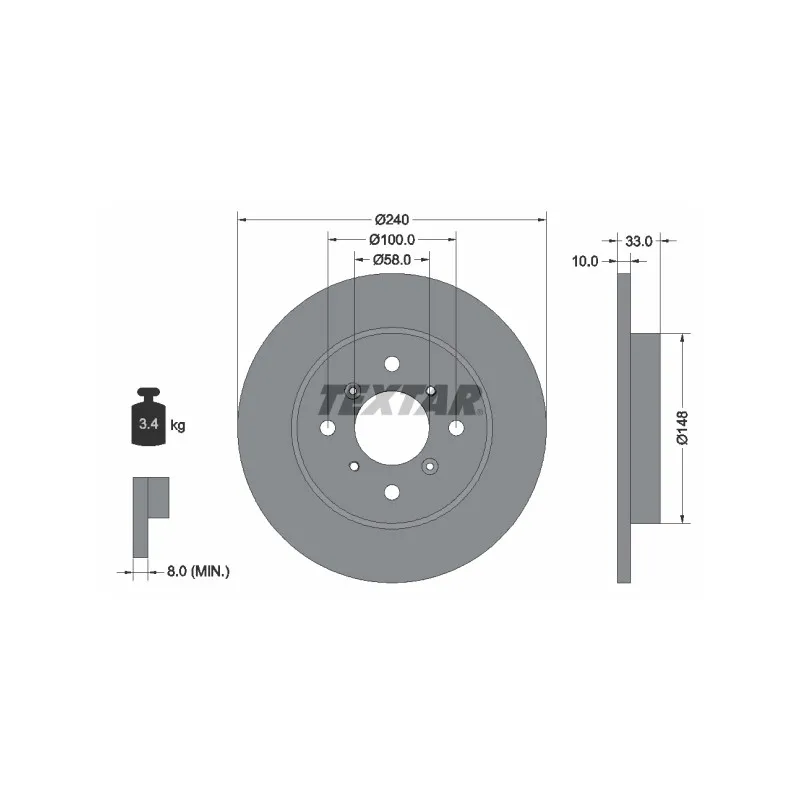 Jeu de 2 disques de frein arrière TEXTAR 92153300