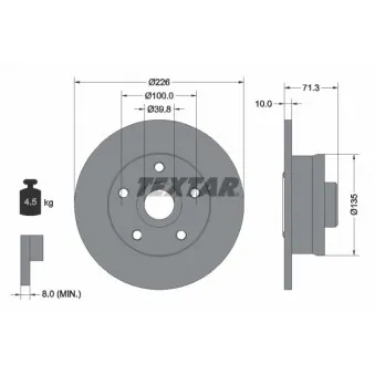 Jeu de 2 disques de frein arrière TEXTAR 92153800