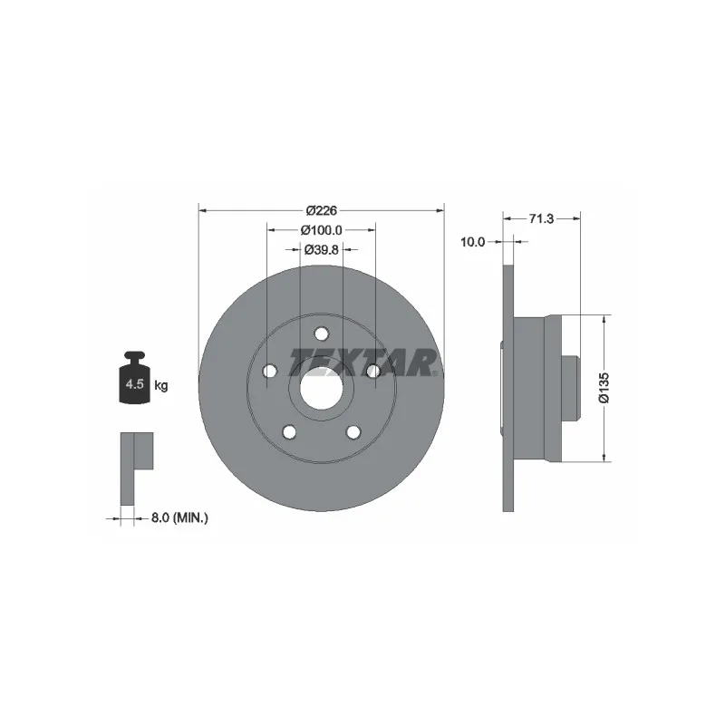 Jeu de 2 disques de frein arrière TEXTAR 92153800