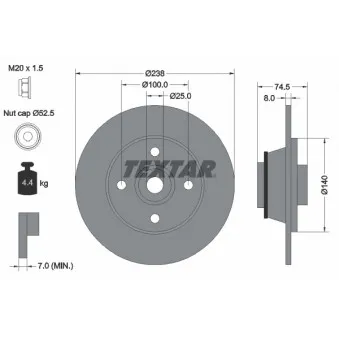 Jeu de 2 disques de frein arrière TEXTAR 92154103
