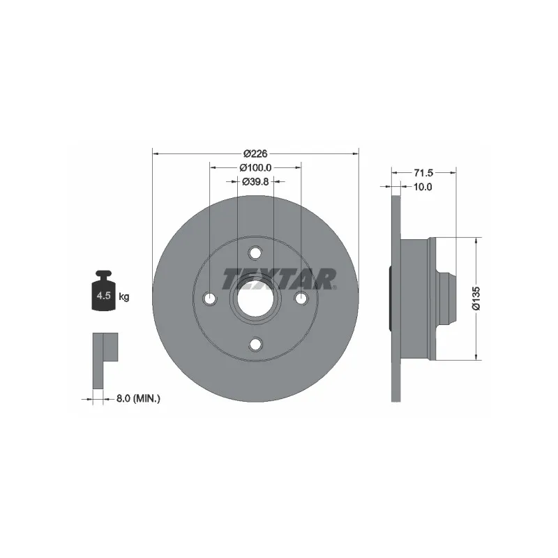 Jeu de 2 disques de frein arrière TEXTAR 92154203