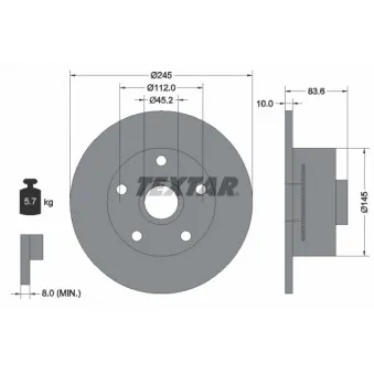 Jeu de 2 disques de frein arrière TEXTAR 92154303