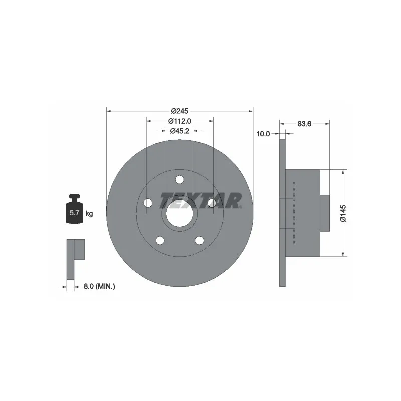 Jeu de 2 disques de frein arrière TEXTAR 92154303