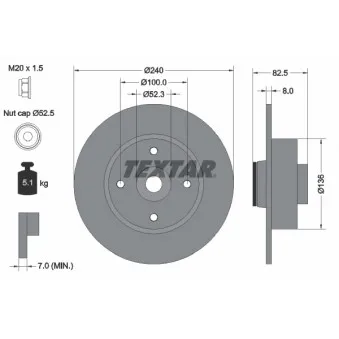 Jeu de 2 disques de frein arrière TEXTAR 92154403