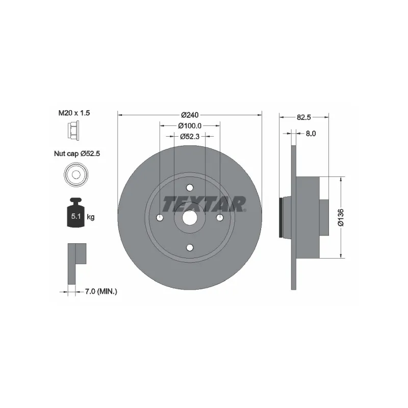 Jeu de 2 disques de frein arrière TEXTAR 92154403