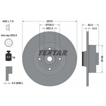 Jeu de 2 disques de frein arrière TEXTAR 92154503