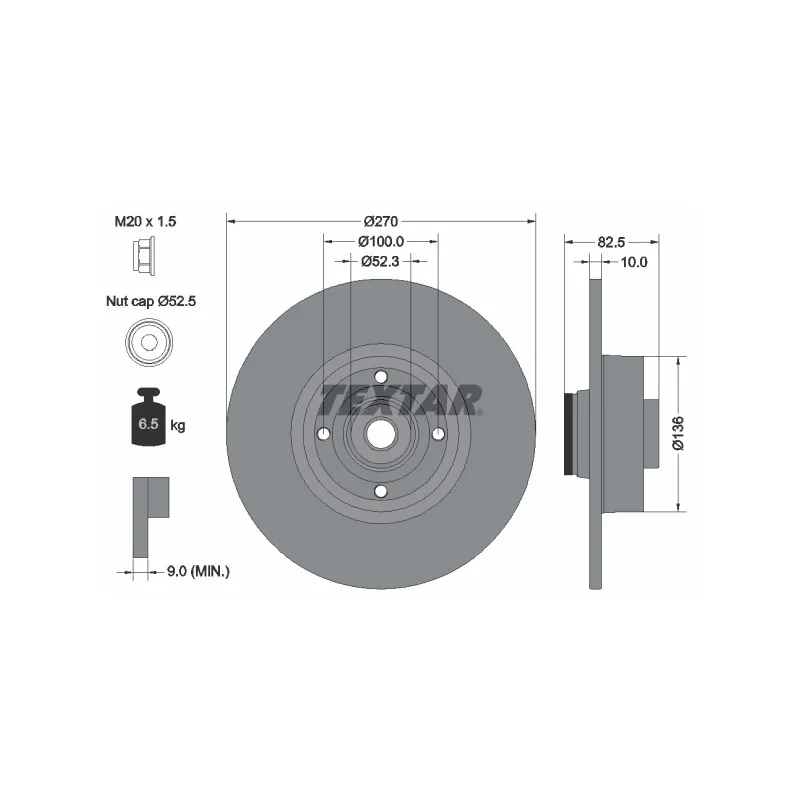 Jeu de 2 disques de frein arrière TEXTAR 92154503