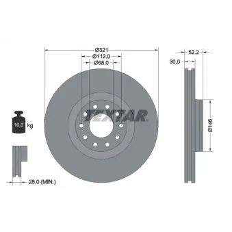 Jeu de 2 disques de frein avant TEXTAR 92154703