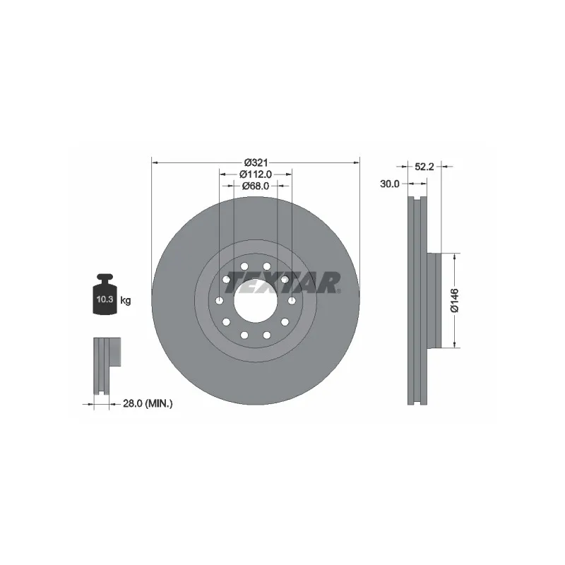 Jeu de 2 disques de frein avant TEXTAR 92154703