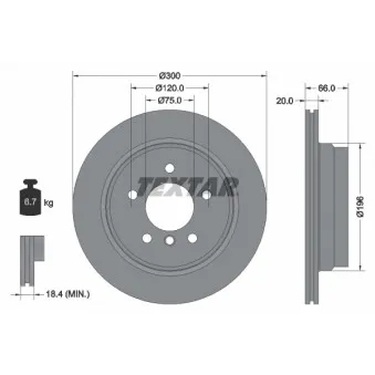 Jeu de 2 disques de frein arrière TEXTAR 92154903
