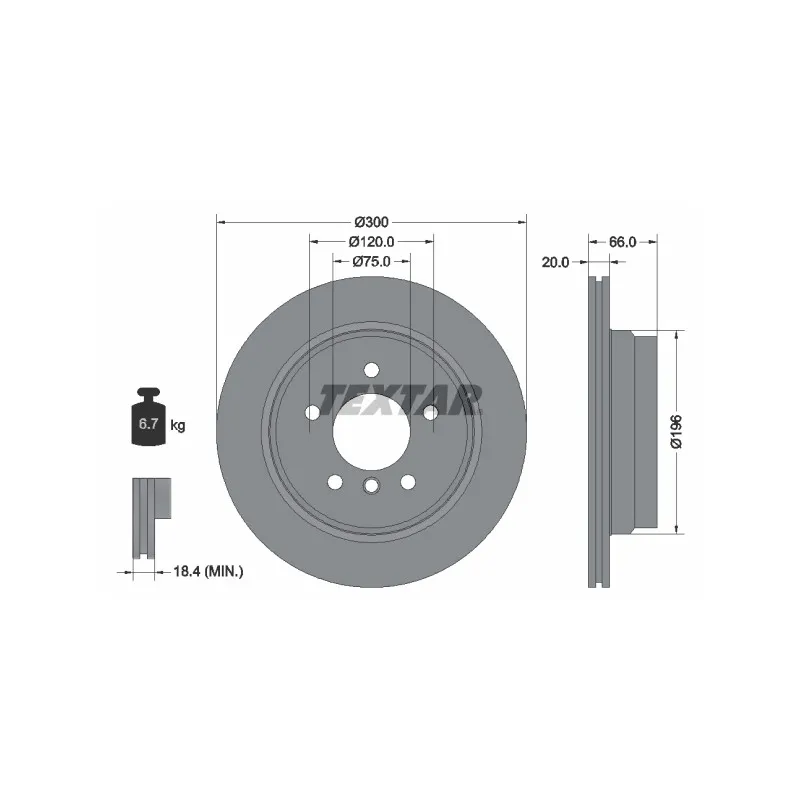 Jeu de 2 disques de frein arrière TEXTAR 92154903