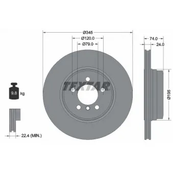 Jeu de 2 disques de frein arrière TEXTAR 92155005