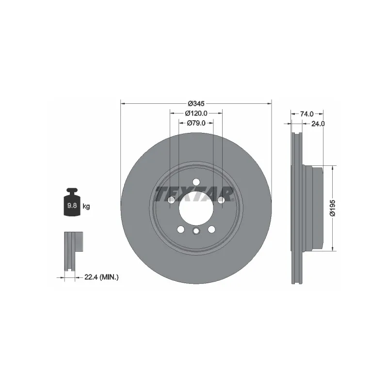 Jeu de 2 disques de frein arrière TEXTAR 92155005