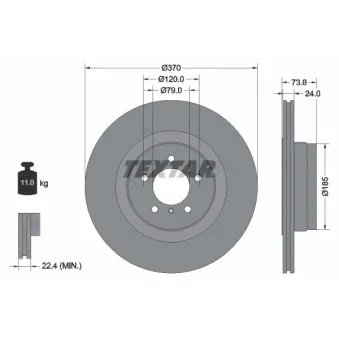Jeu de 2 disques de frein arrière TEXTAR 92155203