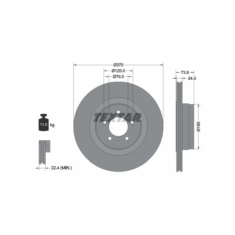 Jeu de 2 disques de frein arrière TEXTAR 92155203