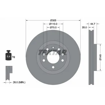 Jeu de 2 disques de frein avant TEXTAR 92155403