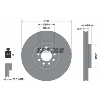 Jeu de 2 disques de frein avant TEXTAR 92155700