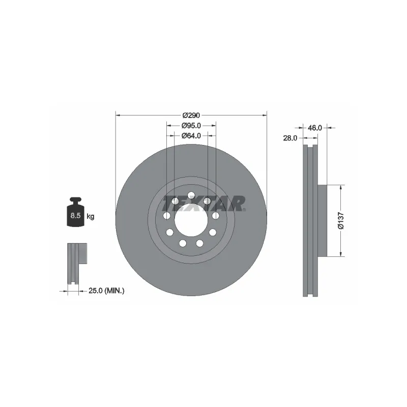 Jeu de 2 disques de frein avant TEXTAR 92155700