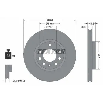 Jeu de 2 disques de frein avant TEXTAR 92156400