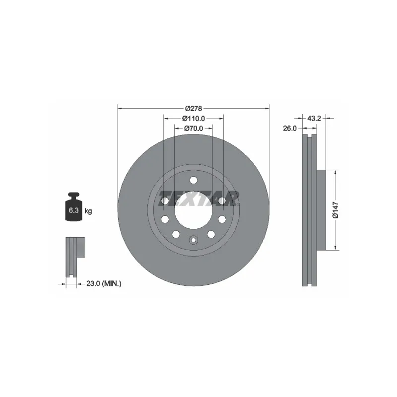 Jeu de 2 disques de frein avant TEXTAR 92156400