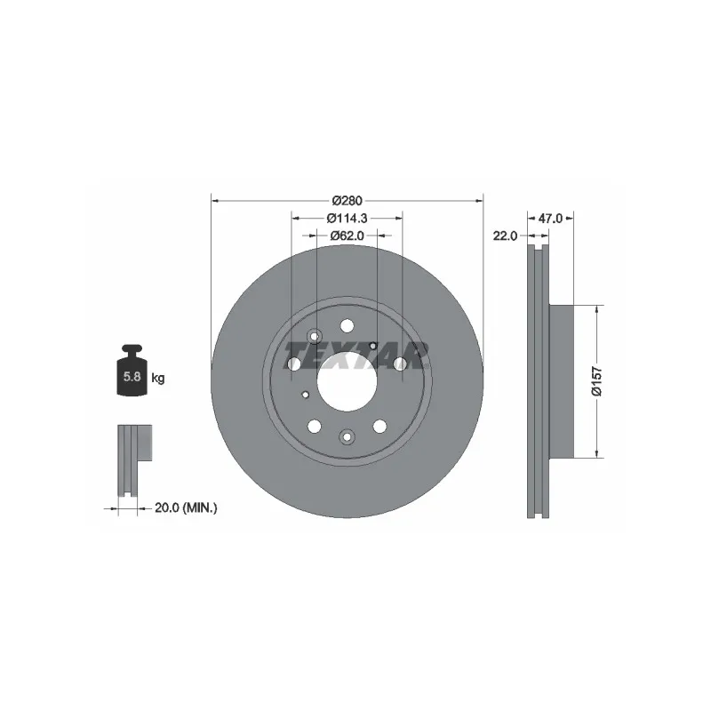 Jeu de 2 disques de frein avant TEXTAR 92156600