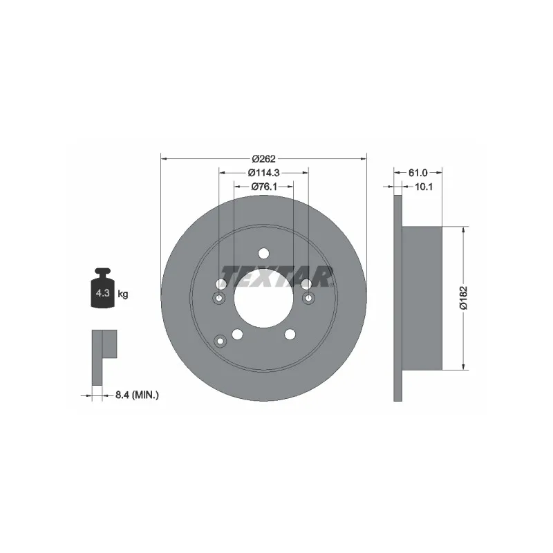 Jeu de 2 disques de frein arrière TEXTAR 92156803
