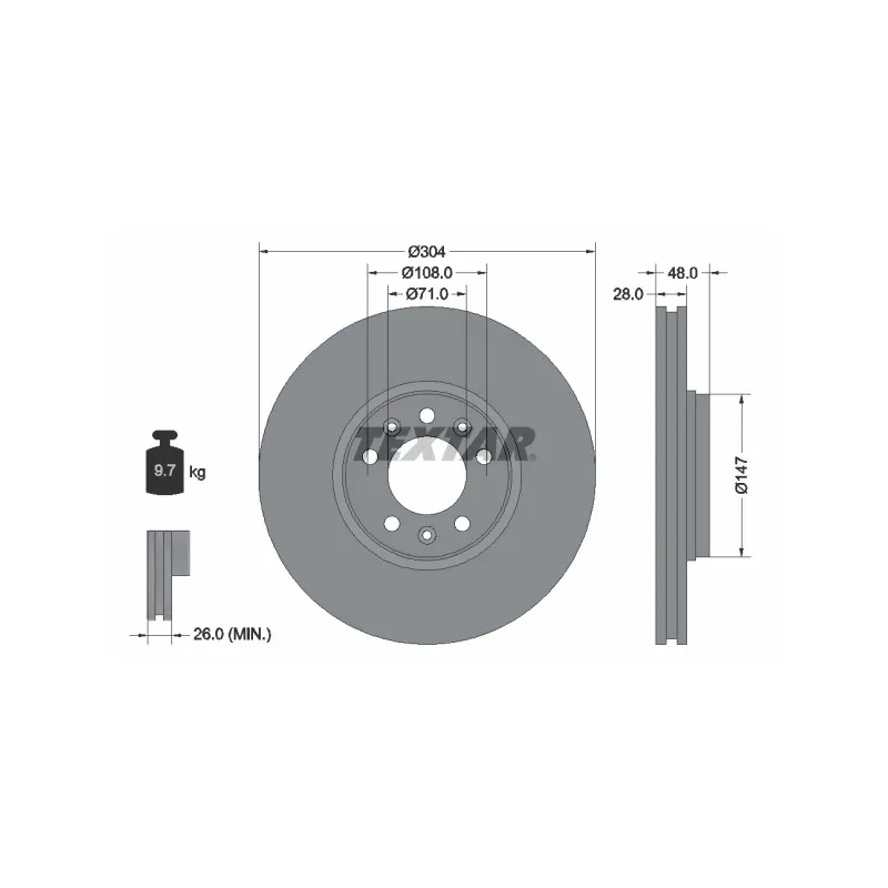 Jeu de 2 disques de frein avant TEXTAR 92157003