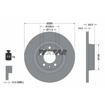Jeu de 2 disques de frein arrière TEXTAR 92157100