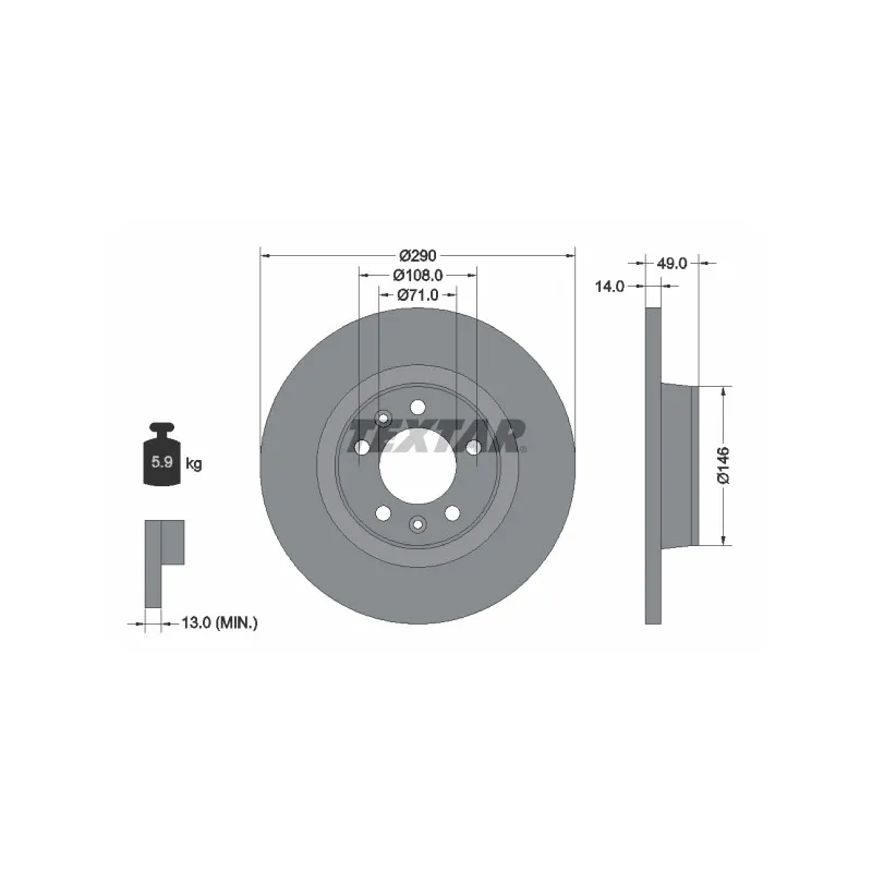 Jeu de 2 disques de frein arrière TEXTAR 92157100