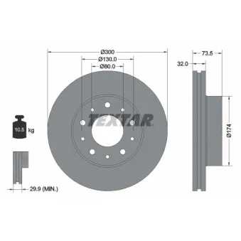 Jeu de 2 disques de frein avant TEXTAR 92157303