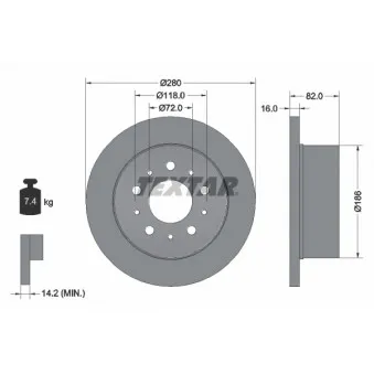 Jeu de 2 disques de frein arrière TEXTAR 92157403