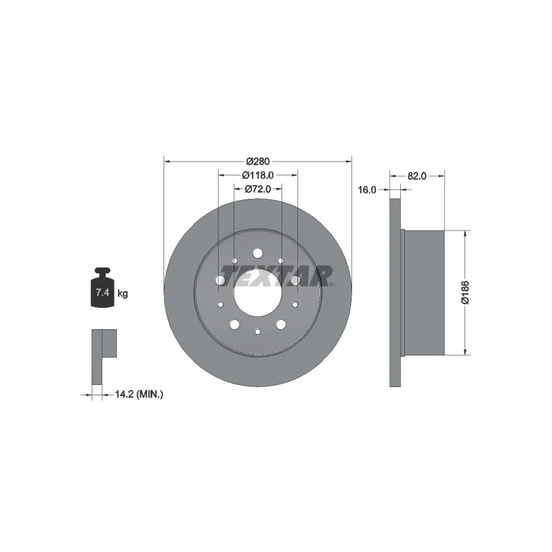 Jeu de 2 disques de frein arrière TEXTAR 92157403