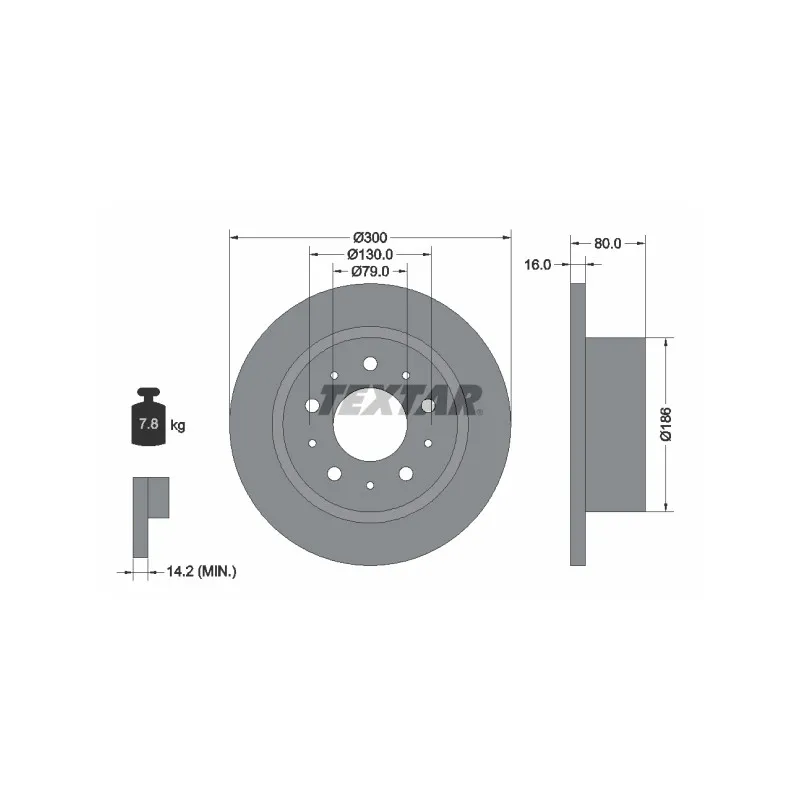Jeu de 2 disques de frein arrière TEXTAR 92157600