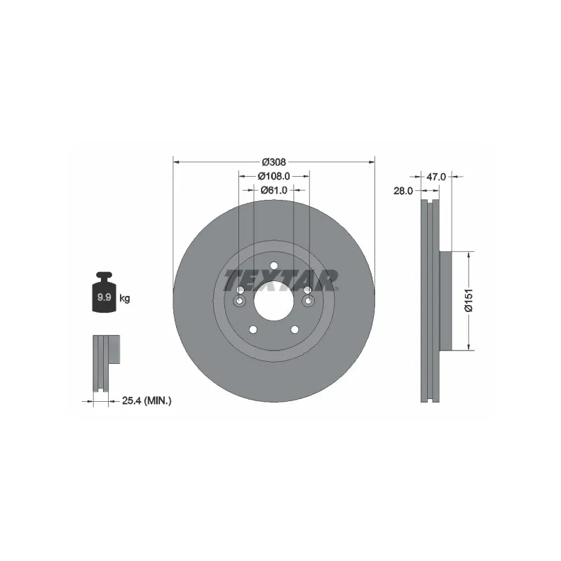 Jeu de 2 disques de frein avant TEXTAR 92157700