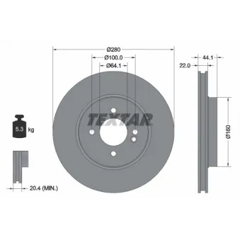 Jeu de 2 disques de frein avant TEXTAR 92157905