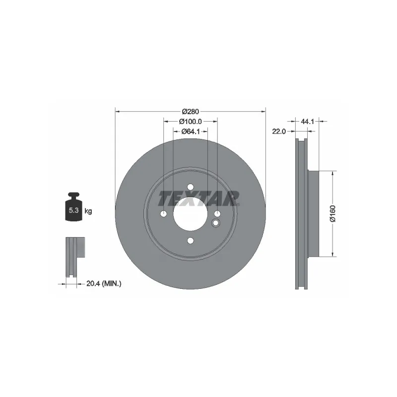 Jeu de 2 disques de frein avant TEXTAR 92157905