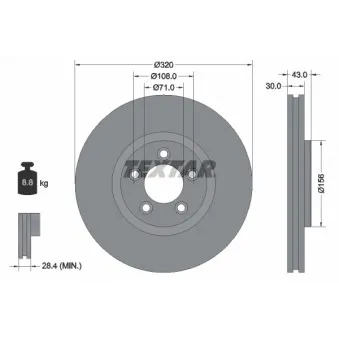 Jeu de 2 disques de frein avant TEXTAR 92158703