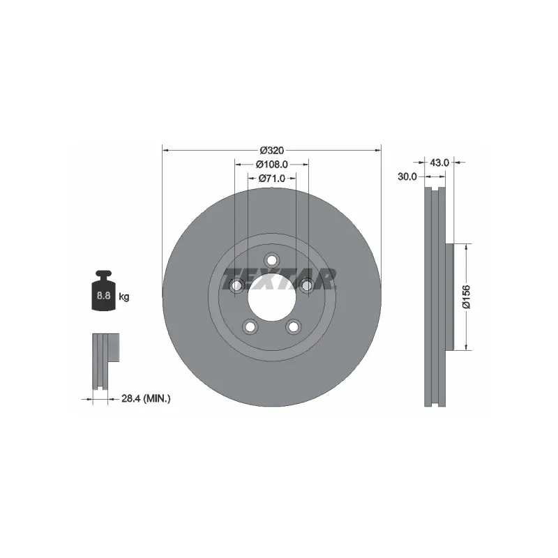 Jeu de 2 disques de frein avant TEXTAR 92158703